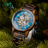 Engraved Wooden Watch, Mechanical Watch, bronze anniversary gift for him, Automatic Wood Wristwatch, Personalized Watch for Man, mens Watch