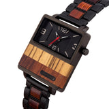 Rectangular Wood Watch with Metal and Wood Links