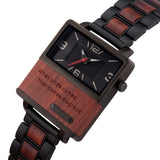 Rectangular Wood Watch with Metal and Wood Links