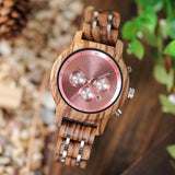 Pink Glow Wood Watch For Women