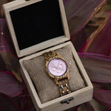 Pink Glow Wood Watch For Women