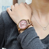 Pink Glow Wood Watch For Women